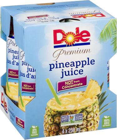 Dole Pineapple Juice 100% Pineapple 240 mL Case of 6 (4 Pack) Cans packing may vary - Buy Online on GoSupps.com