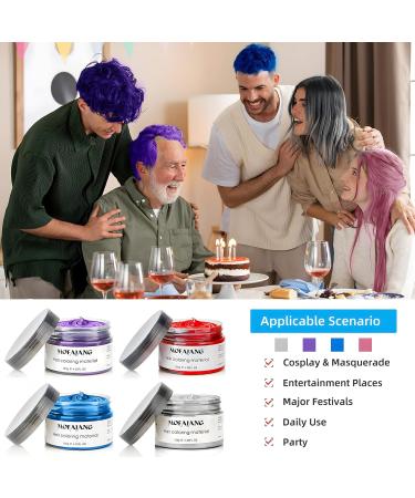 4 Colors Temporary Hair Color Wax - Pink Purple Gray Blue | Professional Styling Cream for Men Women & Kids - Perfect for Parties Cosplay & Halloween - Buy Online on GoSupps.com