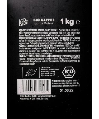 KoRo - Organic black coffee beans 6 x 1 kg - Balanced taste - Intense aroma - Gentle roasting - Organic quality - Buy Online on GoSupps.com