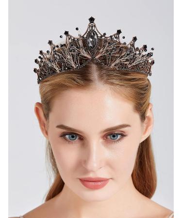 SH Ancient Gold Queen Crown for Women - Handmade Rhinestone Wedding Tiara for Bride | Crystal Headband Tiara for Halloween Costume and Birthday Accessories - Buy Online on GoSupps.com