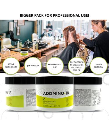 ADDMINO-18 Hair Mask - Nourishing Treatment for Dry & Damaged Hair with 18 Amino Acids - Pear/Linseed Oil - 500ml - Buy Online on GoSupps.com
