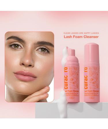 Curacoro 60ML Eyelash Extension Cleanser - Gentle Lash Shampoo for Sensitive Skin Waterproof Makeup Remover for Professional & Home Use - Buy Online on GoSupps.com