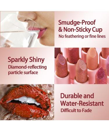 Diamond Glitter Lipstick - Sparkling Metallic Shine - Nude Pink & Light Purple - Bold Glow Lip Gloss - Buy Online on GoSupps.com