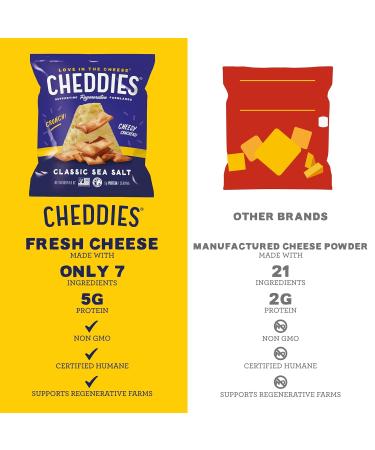 Cheddies Crackers - Classic Sea Salt | Non-GMO Regenerative Farming | High Protein | 0.8 oz (Pack of 50) - Buy Online on GoSupps.com