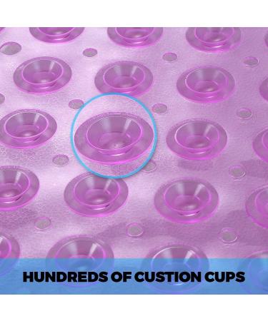 YINENN Square Shower Mat 21 x 21 inches | Non Slip, Washable with Suction Cups and Drain Holes | Purple Bathroom Mat - Buy Online on GoSupps.com