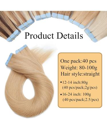 100% Remy Human Hair Tape-In Extensions - Medium Blonde #24 (40 Pieces + 10 Free Tapes) - Real Hair for Seamless Volume - Buy Online on GoSupps.com