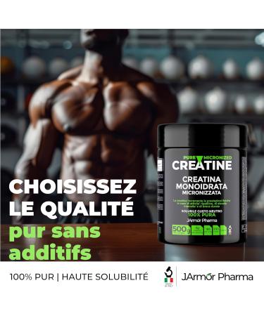 Creatine Monohydrate Powder 100% Pure Micronized No Additives Creatine Monohydrate Powder 100% Pure for Performance and Muscle Powder Unflavoured 166 Servings 500g J.Armor Pharma - Buy Online on GoSupps.com