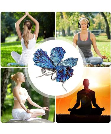 Natural Stone Crystal Ornament - Natural Butterfly Pendant with Crystal | Natural Crystal Stone Charm Smooth Polished Gemstone Charm for Parties Silver - Buy Online on GoSupps.com