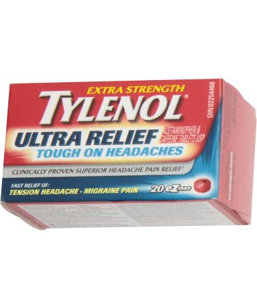 Tylenol Ultra Relief for Headache and Migraine Pain eZTABS 20 Tablets 20 Count (Pack of 1) - Buy Online on GoSupps.com