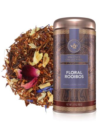 Teabloom Herbal Tea, Floral Rooibos Loose Leaf Tea, Sweet Rooibos Blend with Floral Flavors and Scent, Kosher Certified, Fresh Whole Leaf Blend in Reusable Gift Canister, 3.17 oz/90 g Canister Makes 35-50 Cups