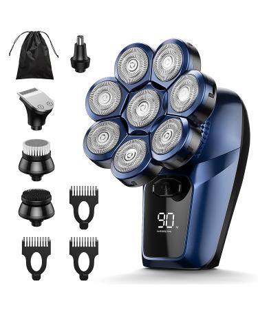 Head Shavers for Bald Men, 8D Electric Bald Head Shaver with Nose Hair Trimmer , Upgrade Waterproof Rotary Shaver Grooming Kit, Hair Clippers with LED Display