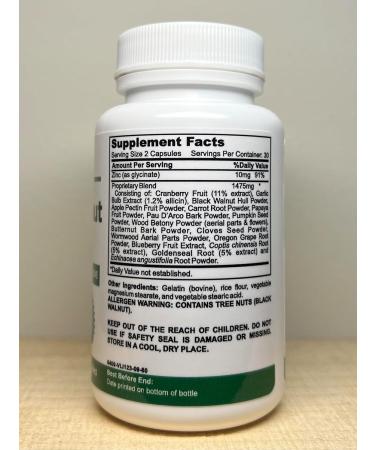 Black Walnut Detox Cleanse Supplement - Intestinal Guard with Wormwood Clove PAU D'Arco & Garlic | 60 Capsules for Optimal Health - Buy Online on GoSupps.com