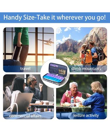 AM PM Pill Organizer Case | Weekly Vitamin Organizer Boxes | 2 Times a Day Large Pill Box (Blue Floral) - Perfect for Daily Medication Management - Buy Online on GoSupps.com