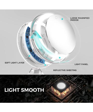 Vimdiff 10X Magnifying Mirror with Touch Control LED Lights - 360 Rotating Arm & Locking Suction Cup - Bathroom Vanity & Travel Makeup Mirror (White) - Buy Online on GoSupps.com