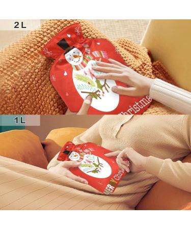 Cozy Snowman Motif Hot Water Bottle | 2L Fleece Cover for Hot & Cold Therapy - International Shipping Available - Buy Online on GoSupps.com