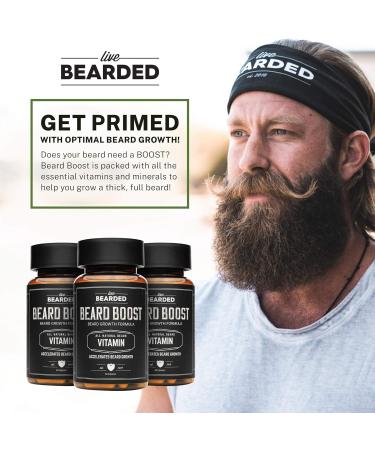 Live Bearded Beard Boost - Biotin 10 000mcg Vitamin C & E Zinc - 90-Day Hair Growth Support for a Strong Thick Beard - Made in the USA - Buy Online on GoSupps.com