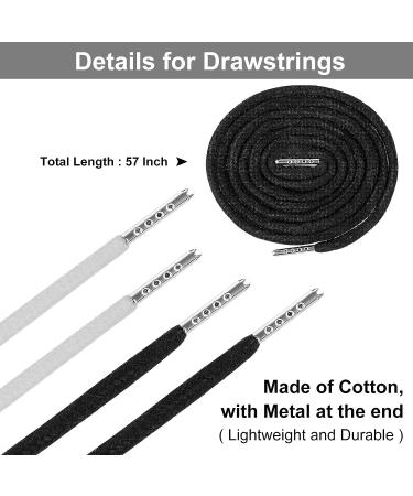 MiniRed 8PCS Drawstring Cords Set for Sweatpants & Shorts with Easy Threaders - Premium Hoodie String Replacement - 57 Inch, Black & White - Buy Online on GoSupps.com