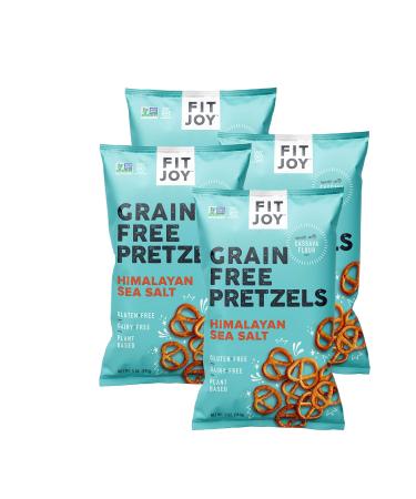 FitJoy Gluten Free Pretzels, Sea Salt Twists, Grain Free, 5 Ounce Bags, 4 Pack