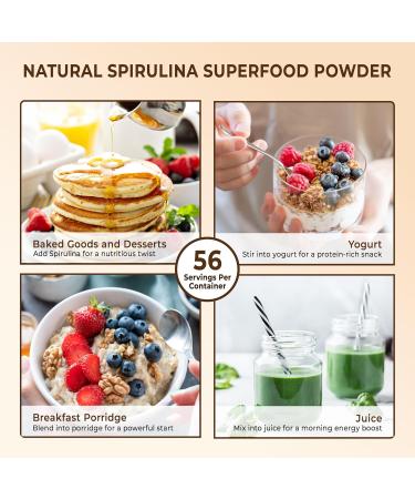 Darsa Organics Spirulina Powder 4 oz - USDA Organic Super Greens Plant-Based Spirulina Protein Powder for Smoothies - Non-GMO Vegan Kosher - Buy Online on GoSupps.com