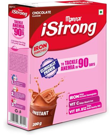 Manna i Strong 400g Iron Fortified Womens Health Drink Mix (Chocolate) Iron Supplement Iron Lock Formula with VIT C B9 B12 - Buy Online on GoSupps.com