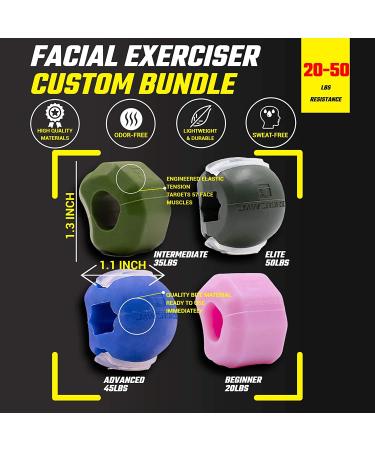 Jawzrsize Athletic Bundle Jaw Enhancer - Reduce Stress & Cravings - Facial Exercise - Pop N Go & Custom Fit - Pink, Blue, Green - Buy Online on GoSupps.com