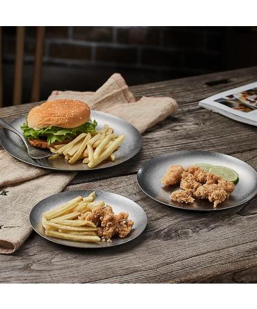 Serving Plates Vintage Industrial Style Stainless Steel Plate Flat Plate Cafe Cake Plate Dinner Plate Home Kitchen Restaurant Small Plate Shallow Plate for Appetizer Dinner and Desserts (Size : 003 - Buy Online on GoSupps.com