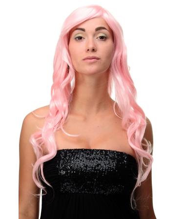 WIG ME UP - Wig with long beautiful curly/wavy hair bangs and side parting pink light pink approx. 70cm 9204S-T2333