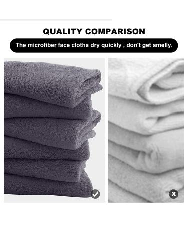 Microfiber Facial Cloths 12-Pack - Fast Drying Soft Makeup Remover Washcloths - Grey 12x12 Inches - Buy Online on GoSupps.com