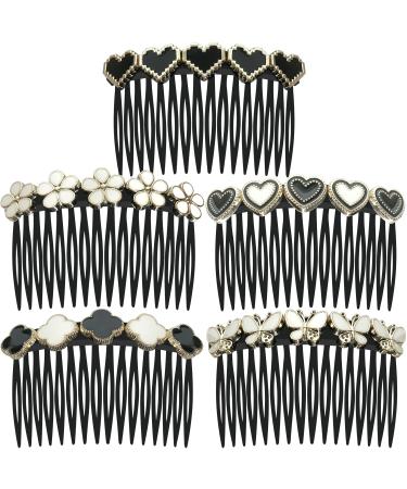 MARY LAVENDER Side Hair Comb for French Twist Bangs Hair Pin Clips Hair Accessories Decorative Comb for Women Kids Girls 5pcs
