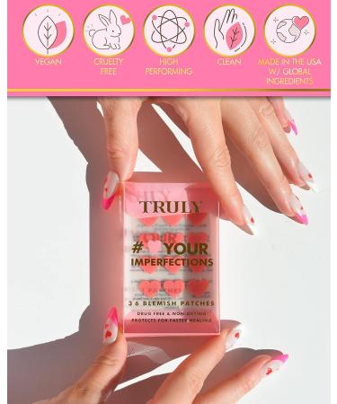 Truly Beauty Heart Your Imperfections Acne Patches - 36 Hydrocolloid Pimple Patches for Face - Cute Heart Shapes, Zit & Blemish Treatment - Buy Online on GoSupps.com
