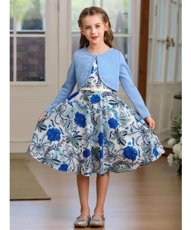 Bonny Billy Girls Long Sleeve Knitted Cotton Bolero Shrug - Light Blue (4-5 Years) - Buy Online on GoSupps.com