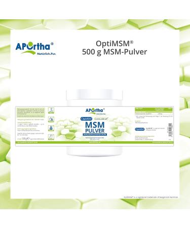 Aportha Optimsm MSM Powder 500g | 99.9% Pure Vegan Methyl Sulfonyl Methane | Gluten-Free Lactose-Free Allergen-Free - Buy Online on GoSupps.com
