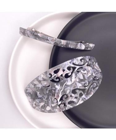 Strong Long Hair Clips Set for Thick Hair - Gray Marble Filigree | Stylish Accessories for Women - Shop Now! - Buy Online on GoSupps.com