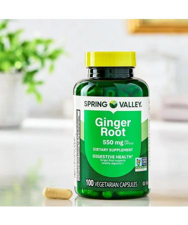 Ravazzi Spring Valley Ginger Root 550 mg Digestive Health Dietary Supplement Capsules 100 Count per Bottle (Pack of 1) - New Look - Buy Online on GoSupps.com