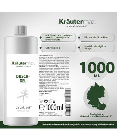 Herbal Max Verbena Shower Gel also as shampoo liquid soap and liquid soap 1 x 1000 ml - Buy Online on GoSupps.com