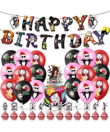 heegungs Christmas Eve Fright theme Birthday party decoration banner Cake topper and Cupcake Toppers Birthday party balloon decoration Christmas birthday party supplies