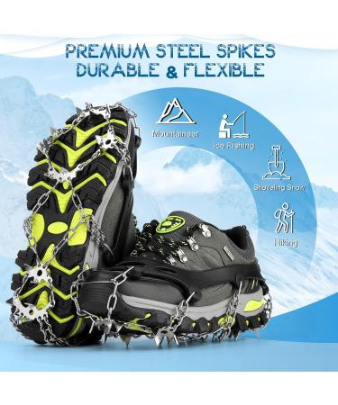 SKSTYLE Crampons: 19-Spikes Ice Cleats for Hiking Boots - Snow Grips for Men, Women, and Kids - Ideal for Hiking, Fishing, Climbing, and Mountaineering - Black (Large) - Buy Online on GoSupps.com