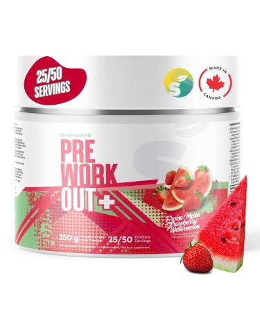 Shop Sante Pre Workout Plus Preworkout Energy Powder 150mg Caffeine Citrulline Beta Alanine Sports Drink Supplement for Men and Women 50 servings - Strawberry Watermelon