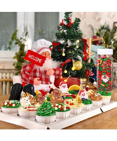 Lukinuo 3.6 Oz Christmas Sprinkles | Holiday Cookie & Cake Toppers | Santa Claus & Gingerbread Man Candy | Red Green Christmas Tree Decoration - Buy Online on GoSupps.com