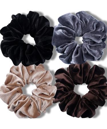 IVARYSS Extra Large Scrunchies for Women's Thick Hair Premium Velvet Soft Jumbo Scrunchy XL 6 inch Big Elastic Band Hair Accessories 4 Pack Neutral V-Neutral - Buy Online on GoSupps.com