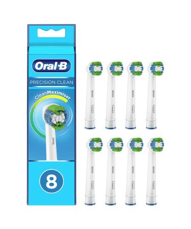 Oral-B Braun Precision Clean 4210201329343 Toothbrush Heads with Cleanmaximiser Bristles for Optimal Cleaning in Letterbox Packaging Pack of 8 Yellow green 8 Count (Pack of 1)