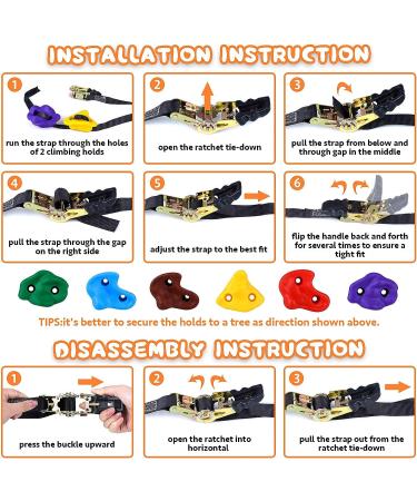 Happy Motte Tree Rock Climbing Holds for Kids - 12 Holds with 6 Ratchet Straps for Warrior Obstacle Course - Outdoor Playground Backyard Accessories - Buy Online on GoSupps.com