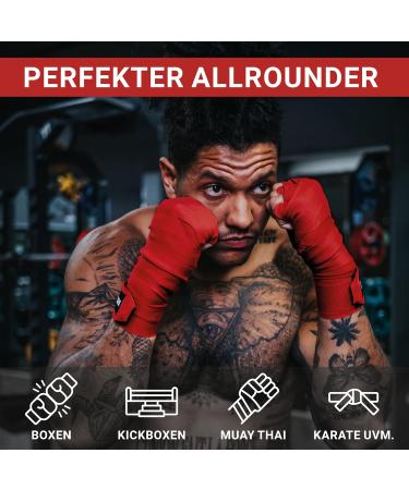 Rocsix Premium Boxing Bandages for Men & Women | Elastic 4m Kickboxing & Muay Thai Wraps with Thumb Loop | Red/Black Hand Wraps for MMA - Buy Online on GoSupps.com