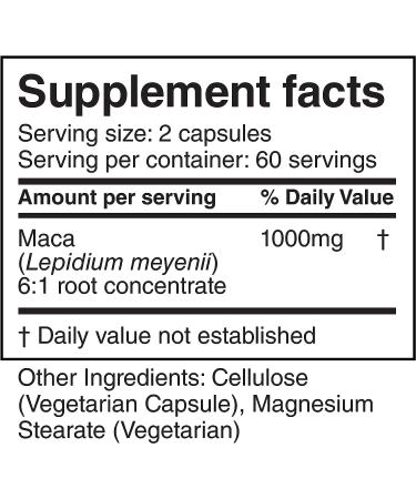 Organic Black Maca Root Capsules 6:1 Concentrate | Vegan Gelatinized Powder 120x500mg | Energizing Peruvian Ginseng Supplement - Buy Online on GoSupps.com