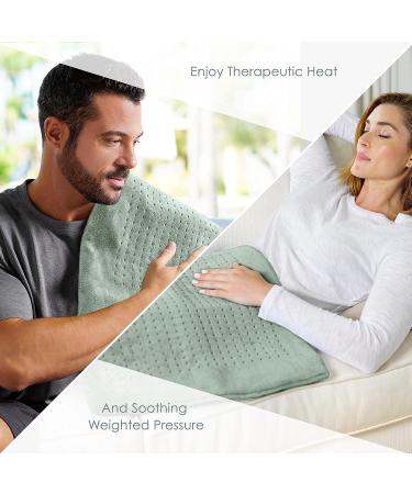 Pure Enrichment WeightedWarmth Extra-Wide Heating Pad - 20 x 24 - 3.5 lbs - 6 Heat Settings - BPA-Free Beads & Microplush - Jade - Ideal for Back Pain, Joints, Cramps - Buy Online on GoSupps.com