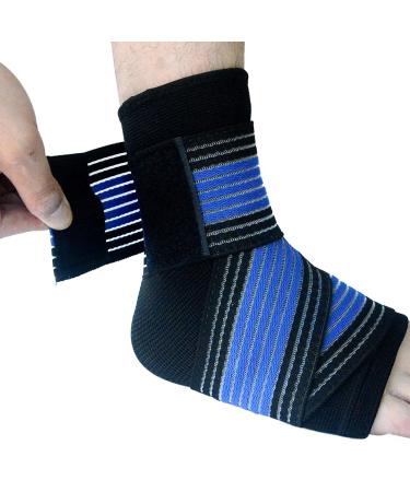 Ankle Support Brace with Straps - Compression Sleeve & Adjustable Wrap for Injury Recovery & Joint Pain Relief (Blue) - Shop Internationally - Buy Online on GoSupps.com