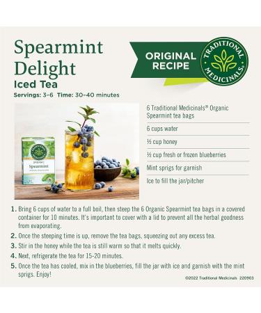 Traditional Medicinals - Organic Spearmint Herbal Tea (Pack of 6) - Refreshing and Minty - 96 Tea Bags Total Tea Spearmint 16 Count (Pack of 6) - Buy Online on GoSupps.com