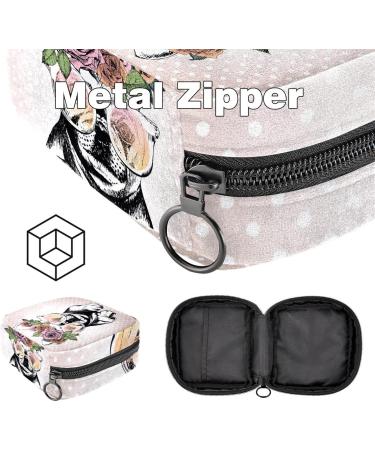 Portable Storage Bags for Women's Bandages - Hand-Drawn Pug Design with Flowers | Multi-Color Menstrual Sheet Holder & Tampon Organizer - Buy Online on GoSupps.com