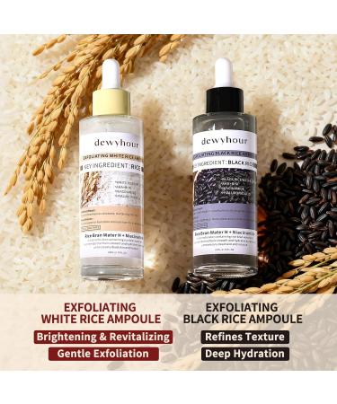 dewyhour Exfoliating Black & White Rice Ampoule Duo Set - Gently Removes Dead Skin Cells, Refines Pores, Soft Face & Body Scrub for All Skin Types, 2-Pack - Buy Online on GoSupps.com