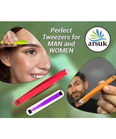 Arsuk Precision Tweezers - Diagonal Soldering & Eyebrow Tweezers for Women & Men | Perfect for Hair Removal (Black) - Buy Online on GoSupps.com